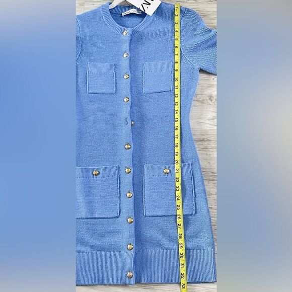 NWT GLOD BUTTON MINI KNIT DRESS BLUE  SIZE Small - Picture 7 of 14
